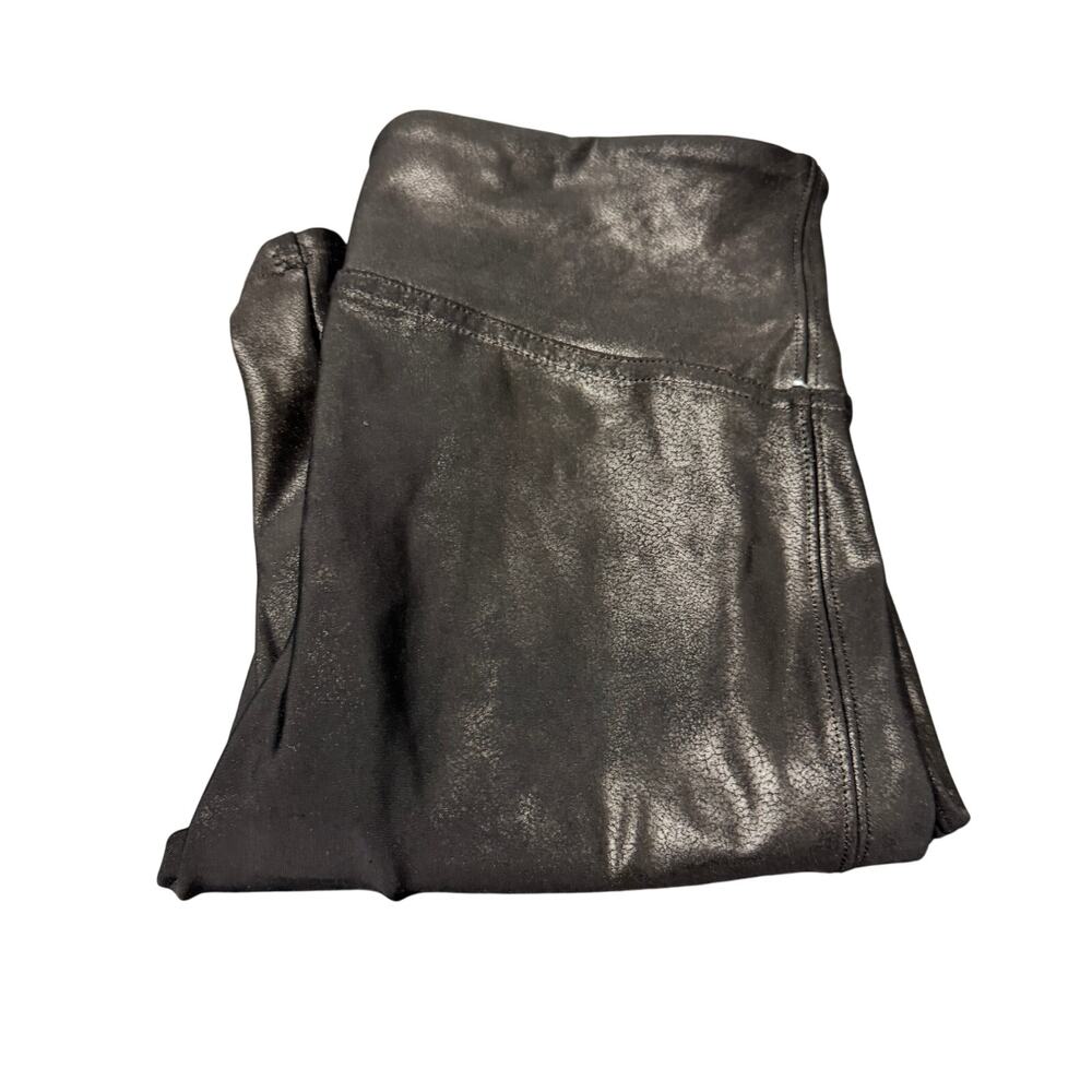 Spanx Faux Leather Leggings Womens Small Black‎ Full Length Stretch Shapewear